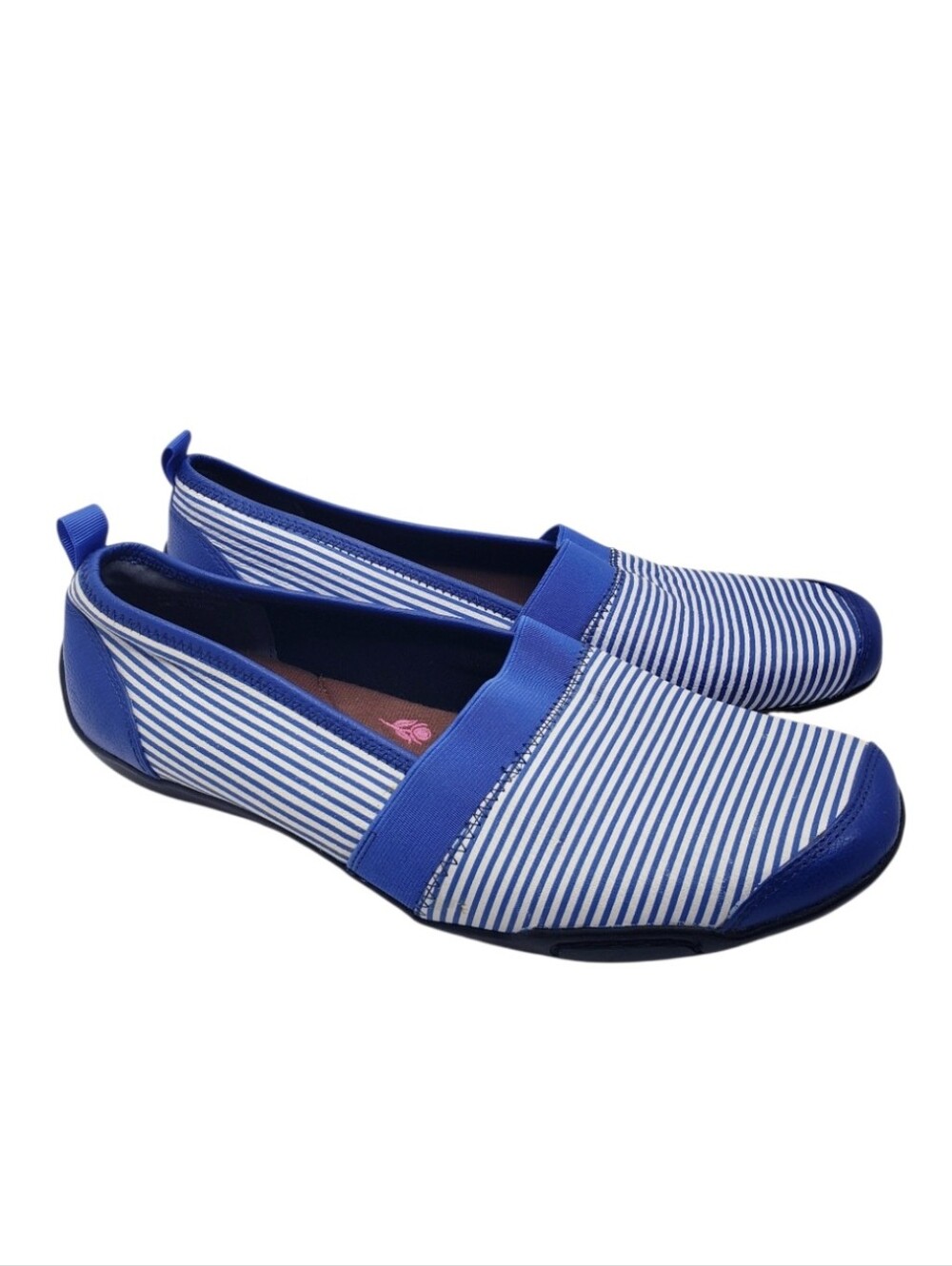 Ros Hommerson Carol Blue & White Stripe Slip On Flats Shoes Women's Size 10 Wide